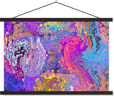 Produktbild von MuchoWow® Textilposter Kunst - Formen - Farbe - Psychedelisch 60x40 cm mit schwarzem Rahmen - Hölzernes