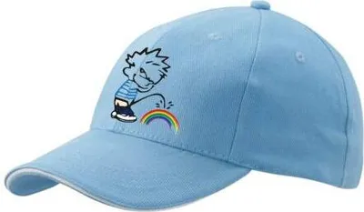 Produktbild von Baseballcap mit Textildruck - Pinkelmännchen auf Regenbogen - 52031 hellblau