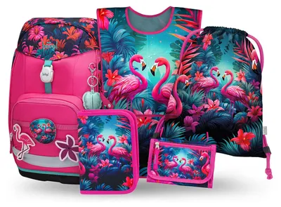 Produktbild von Baagl Airy Plus Schulranzen-Set 5-teilig, 25 l, ab 130 cm (Flamingo)