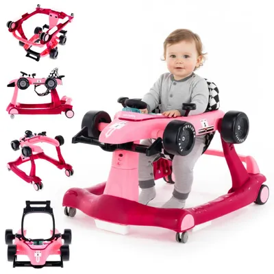 Obrázok produktu pre Sun Baby detské chodítko Walker 3v1 s výškovo nastaviteľným motívom auta, Formula Racing, interaktívne a skladacie s bezpečnostnou zarážkou, svetlami