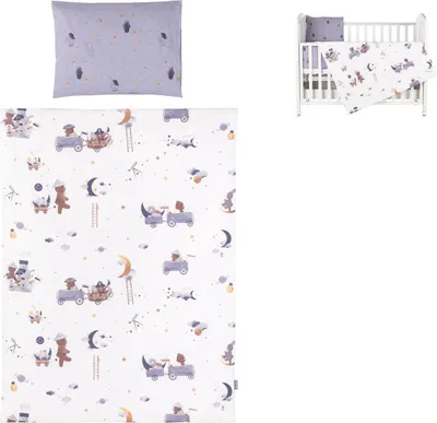 Produktbild von Chipolino 5-teiliges Bettwäsche Set, Decke 95 x 125 cm Kissen 35 x 45 cm lila Sterne