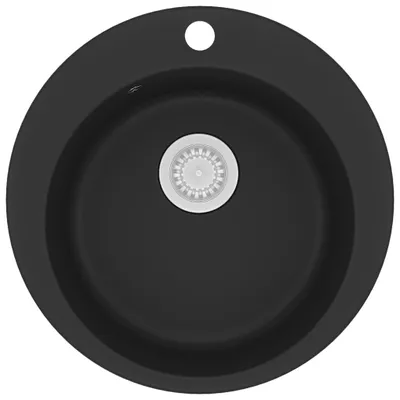 Image de vidaXL Évier en granit simple bassin rond noir