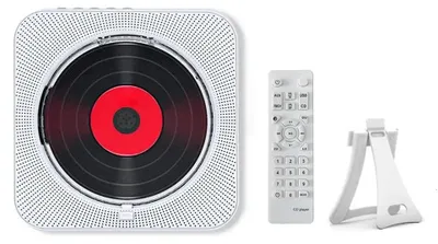 Produktbild von Multimedia-CD-Player - Tragbar - Bluetooth 5.0 - FM-Radio - USB/TF - Integrierter Lautsprecher - Wiederaufladbar - Ein/Aus-Timer - Weiß