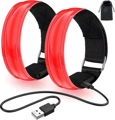 Produktbild von LED Armband 2 Stk aufladbar USB Reflektorband Laufen Joggen