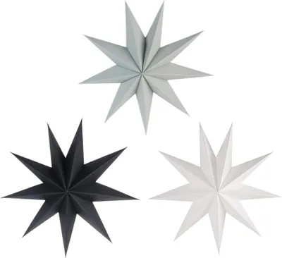Produktbild von Faltstern Weihnachten, 9-zackiger Stern zum Hängen, Papierstern-Deko, 3er-Set Faltsterne, Weihnachtsstern-Deko, Papiersterne für Fensterdeko, Weihnachtsbaum, Advent