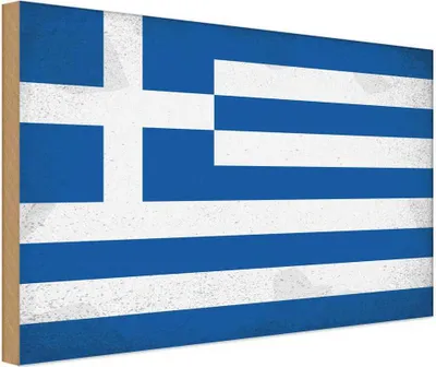 Produktbild von vianmo Holzschild 12x18 cm Griechenland GreeceVintage Flagge Fahne Wappen