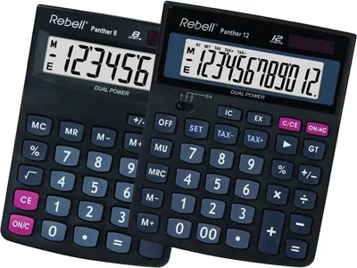 Obrázek produktu pro Rebell Panther 8, Desktop, Jednoduchá kalkulačka, 8 číslice/číslic, 1 řádky, Baterie / Solár, Černá