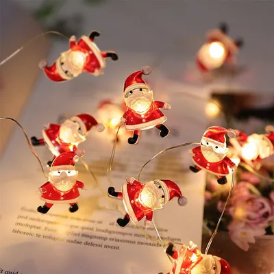 Lichterkette 2 m, 20 LEDs, Weihnachtsmann, warmweiß, batteriebetrieben