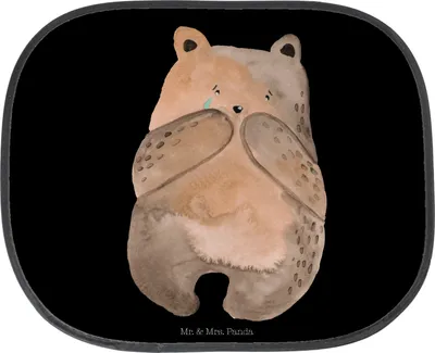 Produktbild von Mr. & Mrs. Panda Sonnenschutz Auto Bär Verlust - Schwarz - Geschenk, Teddy, Trauer Trauergeschenk Traurig Trösten Trost Liebeskummer, Autoscheibe, für, Fürs, saugnapf