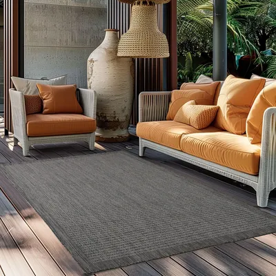 Produktbild von Outdoor-Teppich, einfarbig, schwarz, Teppich für Terrasse, Balkon oder Küche, Polypropylen-Rückseite 280 x 370 cm