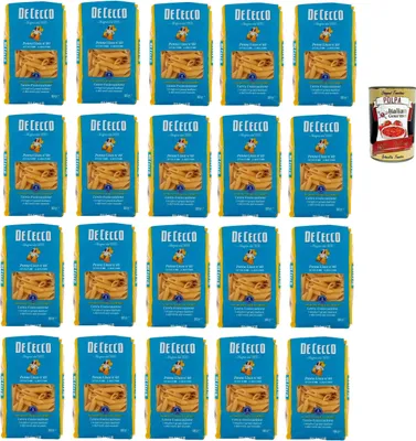 Produktbild von De Cecco Penne lisce N°40, 100% Italienisch Pasta Nudeln 20x 500g + Italian Gourmet Polpa 400g