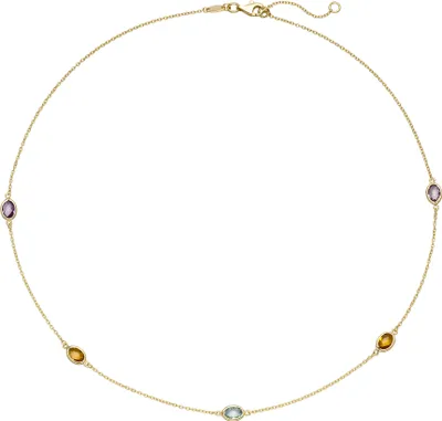 Produktbild von JOBO Collier Halskette Kette 585 Gold Gelbgold 2 Amethyste 2 Citrine 1 Blautopas
