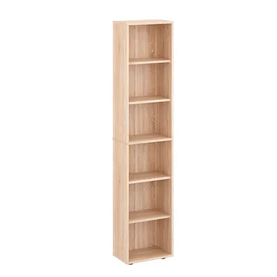 Produktbild von KOMTO Bücherregal 40 cm Breit, Sonoma , Bücherregal mit 6 Ebenen und höhenverstellbaren Böden, Standregal, Lagerregal, Bücherregal Lumo