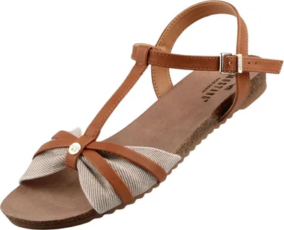Produktbild von Mustang Damen Sandale T-Steg Schnalle Kreuzriemen 1307-814, Größe:37 EU, Farbe:Braun