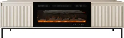 Produktbild von MIRJAN24 TV-Lowboard Ozmi 2K EF mit Kamin, TV-Schrank mit zwei Kleppen, Realistische LED-Flamme, push to open, Wohnzimmer Kollektion (Farbe: Cashmere)