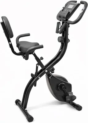 Productafbeelding van Opklapbare hometrainer X-Bike, zadel-ergometer, maximaal gebruikersgewicht 120 kg | INCLUSIEF hartslagmeter, telefoonhouder en weerstandsbanden, zwart