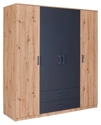 Kleiderschrank 4-türig, Eiche Artisan, 180x58x198,5 cm, mit 2 Schubladen