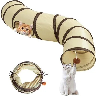 Produktbild von Katzentunnel S-förmiger, faltbarer Tunnel mit Spielzeugkugel für Katzen