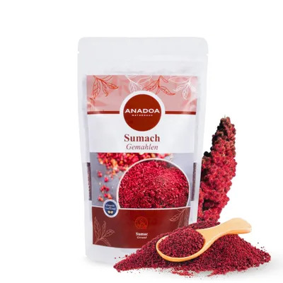 Produktbild von Sumach Gewürz gemahlen (Sumak) 200g | Reines Sumak Gewürz Ohne Salz - 100% Natürliches Essigbaum-Pulver ohne Konservierungsstoffe