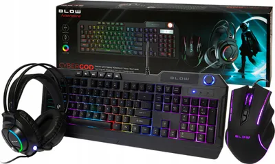 Produktbild von Gaming-Set CYBERGOD Membrantastatur + Optische Maus 2400 dpi + Kopfhörer, USB