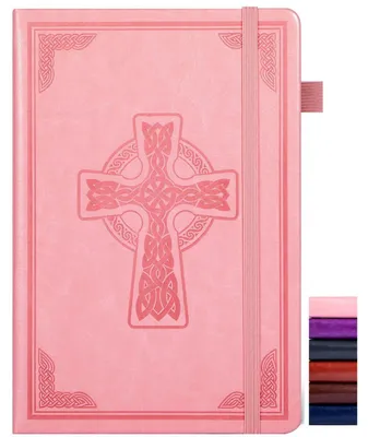 Immagine prodotto di Quaderno in pelle, formato A5, 320 pagine, righe, copertina rigida, stile vintage, colore rosa
