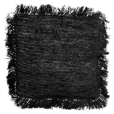 Produktbild von Bazar Bizar Der Raffia Kissenbezug Quadratisch - Schwarz - 40x40