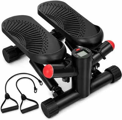 Imagen del producto de Stepper para uso doméstico, mini stepper 2 en 1 con resistencia ajustable, máquina de ejercicios con pantalla LCD, capacidad de carga de hasta 150 kg