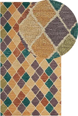 Zdjęcie produktu dla BELIANI Dywan wielokolorowy wełniany 80 x 150 cm nowoczesny styl wzór geometryczny