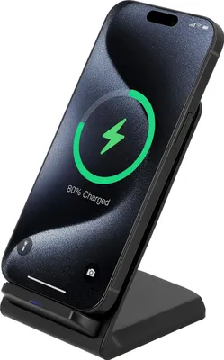 Produktbild von Cazy 15W Wireless Charger Stand, USB-C, LED-Licht, Schnellladung, Geeignet für Qi-Geräte, Schwarz