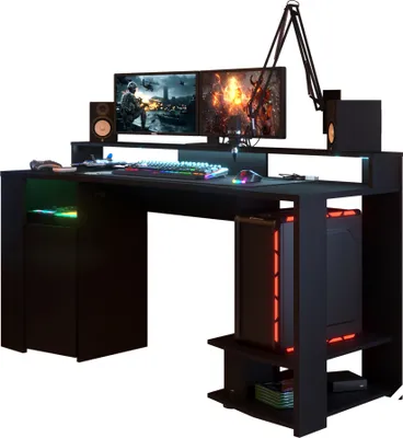 Immagine prodotto di Scrivania da gioco a LED, nero opaco, 152 x 61,5 x 87 cm