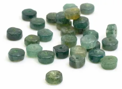 Produktbild von Vintageparts Moosachat Perlen flach Naturstein 5 mm, 20 Stück