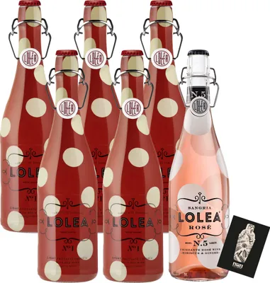 Produktbild von Lolea 5er Set Sangria N°1 ROT 5x 0,75L (7% Vol) + GRATIS Lolea Sangria N°5 ROSE 0,75L (8% Vol) + GRATIS 1x Rosewein Sangria Garnacha- und Tempranillo Trauben GRATIS- [Enthält Sulfite]