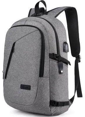 Productafbeelding van Laptoprugzak voor heren, 17 inch, diefstalwerend, waterdicht, met USB-aansluiting, grijs