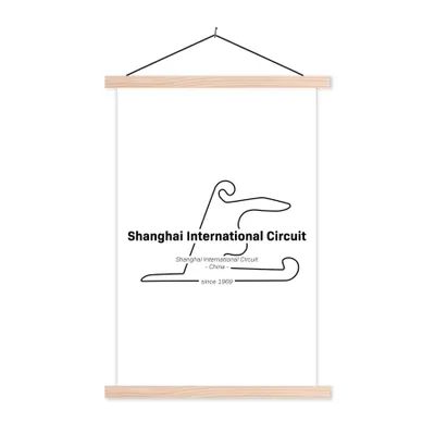 Produktbild von MuchoWow® Textilposter China - Rennstrecke - Formel 1 40x60 cm mit holzfarbenen Rahmen - Poster