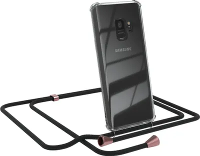 Produktbild von EAZY CASE Handykette kompatibel mit Samsung Galaxy S9, Handyhülle mit Umhängeband, Handykordel, Schutzhülle Clear, Band in Schwarz