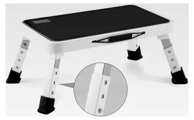 Produktbild von Klappbarer Tritthocker, höhenverstellbar, Trittleiter mit rutschfester Plattform, belastbar bis 150 kg, Stufenleiter für Küche und Haushalt