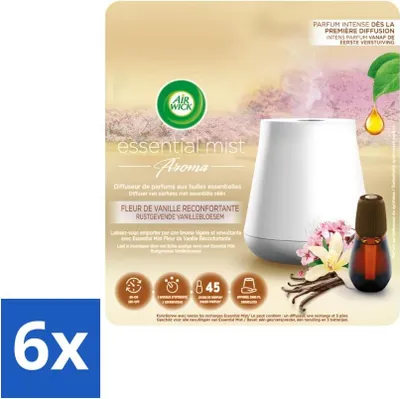Produktbild von Air Wick Essential Mist – Elektrischer Duftdiffusor – Starter-Set – Beruhigende Vanilleblüte – 20 ml - Vorteilspack - 6 Stücke