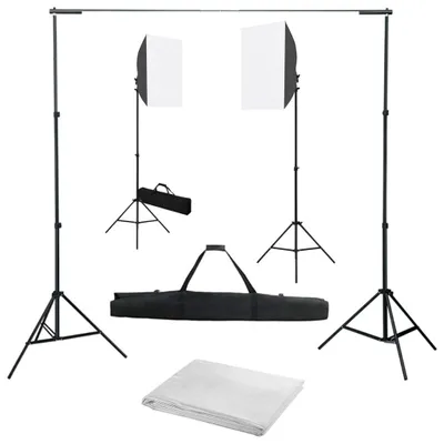 Produktbild von "WINTER SALE"Fotostudio-Set - elegantes Design - mit Softboxen und Hintergrundsystem DE304526 - Lampenstative