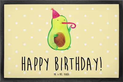 Produktbild von Mr. & Mrs. Panda Fußabtreter Avocado Geburtstag 60 x 90 cm - Gelb Pastell - Geschenk, fußmatte, Fussmatte, Happy Birthday, Gummimatte, Party, Alles Gute, Schmutzfangmatte