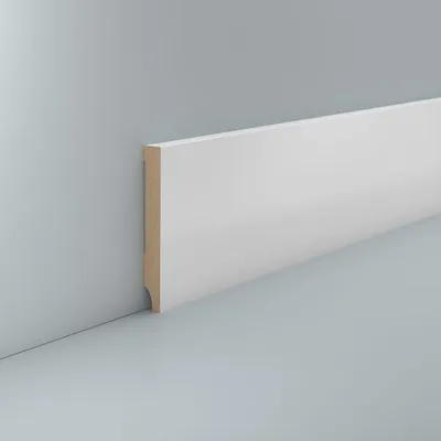 Produktbild von Sockelleiste weiß 10 x 80 mm MDF foliert RAL 9016 Fußleiste Laminat
