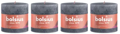 Image de lot de 4 bougies - hauteur 10 cm - diamètre 10 cm - Rustique - Bleu ardoise
