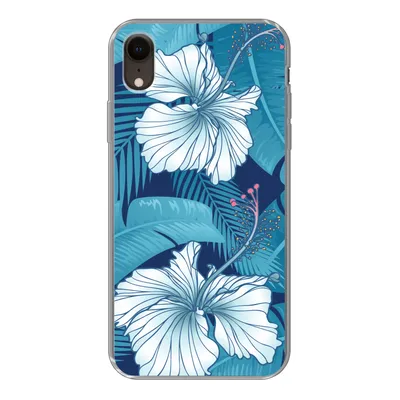 Produktbild von MuchoWow® Handyhülle Schutzhülle Hülle für iPhone XR Tropisch - Blumen - Blau Silikon Softcase Handy Hülle - Schutzdeckel