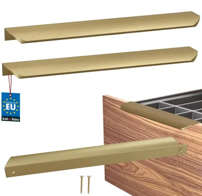 Produktbild von KOTARBAU® 2er Set Möbelgriff Schrankgriffe 276 mm Gold Matt ZnAl Hinterschraubgriffe Kantengriff Schubladengriffe Küche Modern
