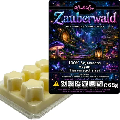 Produktbild von WonderWax Duftwachs Wax Melts für Duftlampe, 6 Sterne Duftmelt Wachsmelt Sojawachs Duftwachs Würfel für Raumdüfte, Wachs Duftöl Winter Indoor Schmelzen für Aromalampe Zauberwald