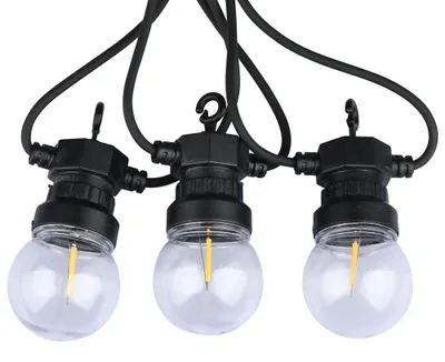 Lichterkette 5 m mit 10 Glühlampen, 0,4 W, 3000 K, warmweiß
