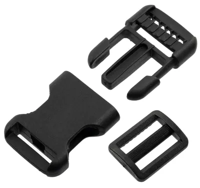 6 Schnellverschluss-Clips + 6 Schiebegurtschnallen, 20 mm, schwarz