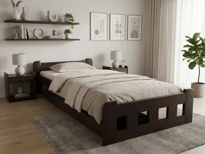 Obrázek produktu pro Postel Naomi zvýšená 90x200 cm, ořech Matrace: bez matrace, Rošt: S laťkovým roštem