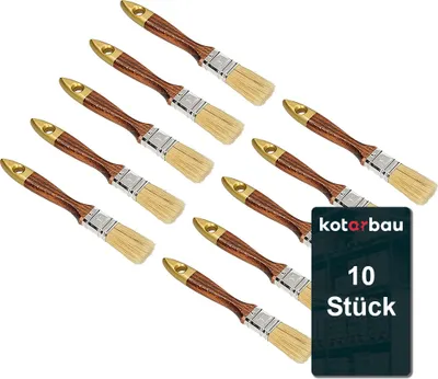 Zdjęcie produktu dla KOTARBAU® Zestaw 10 pedzli plaskich 1" dlugosc wlosia 25 mm Pedzel do glazury Pedzel do malowania Pedzel drewniany Lakierowany do prac renowacyjnych