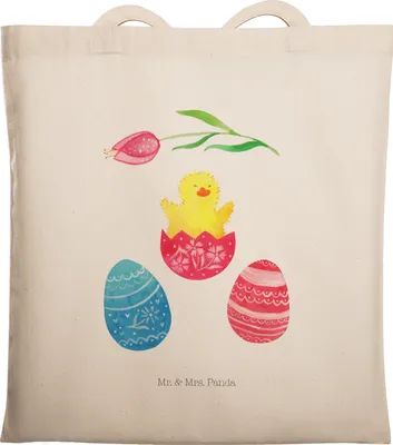 Produktbild von Mr. & Mrs. Panda dokumententasche Küken Schlüpfen - Transparent - Geschenk, Frohe Ostern, Tote Bag, Frühlingsgefühle, Ei, Uni Tasche, Stoffbeutel, Osterei, Shopping