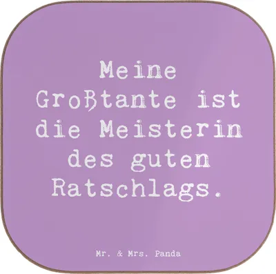 Produktbild von Mr. & Mrs. Panda Untersetzer für Gläser Spruch Großtante Ratschlag - Lavendeltraum - Geschenk, Coaster, Tassenuntersetzer, Lebenserfahrung, Tischuntersetzer, Tassen
